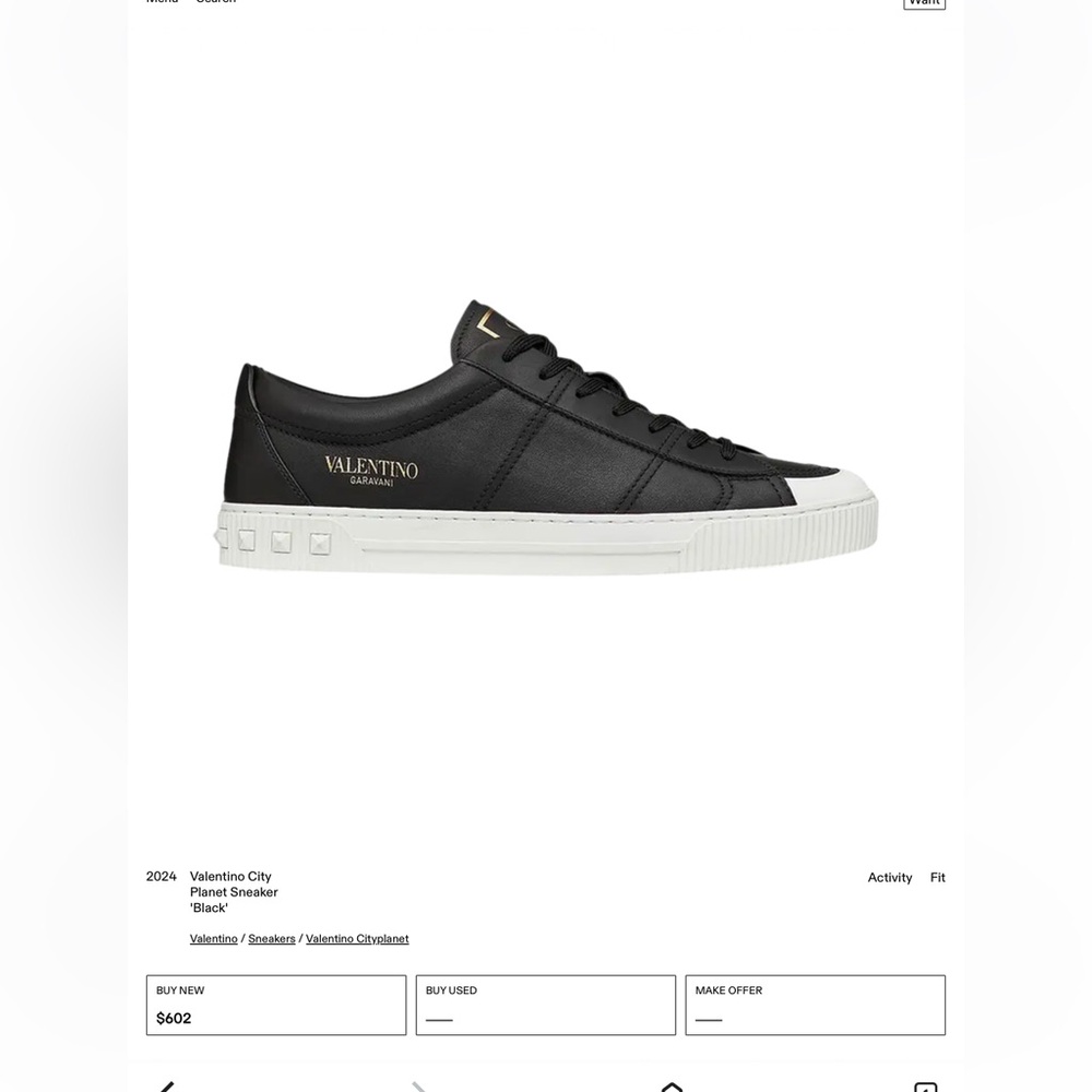 Valentino Garavani Mens Black and White PLANET Sneakers calf skin leather